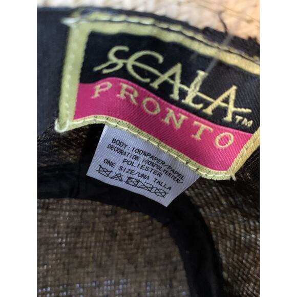 Scala Pronto Black Band Woven Straw Men's Fedora Hat NWT Natural Bow VTG Vacatio - Picture 10 of 10